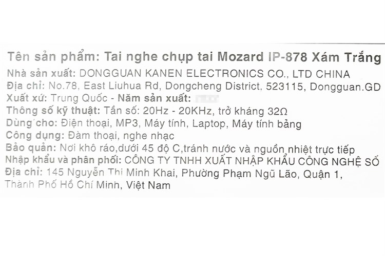 Tai nghe Chụp Tai Mozard IP-878 Màu Xám