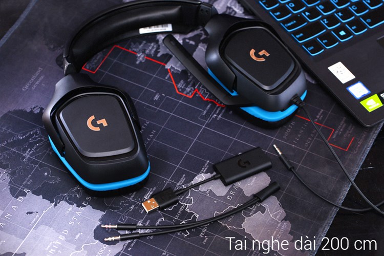 Tai nghe Chụp Tai Gaming Logitech G431 7.1 Màu Đen - xanh dương