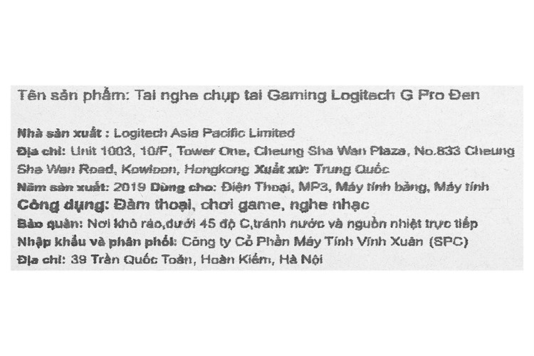 Tai nghe chụp tai Gaming Logitech G Pro Đen Màu Đen
