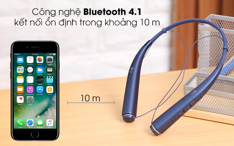Bluetooth 4.1 cho kết nối đảm bảo ổn định, âm thanh rõ ràng - Tai nghe Bluetooth LG HBS-780