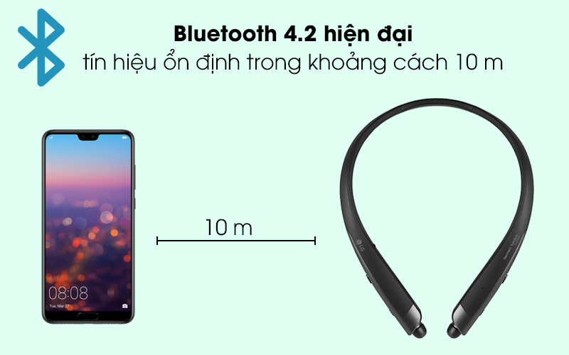 Công nghệ Bluetooth 4.2 cho kết nối ổn định, mượt mà - Tai nghe Bluetooth LG HBS-1120 Đen