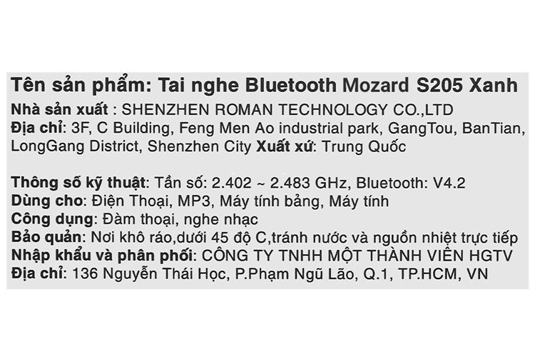 Tai nghe Bluetooth Mozard S205A Màu Xanh Dương