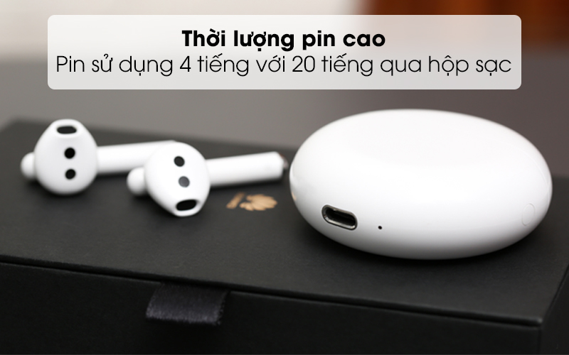 Dung lượng pin cao, xac được 4 lần qua hộp sạc - Tai nghe Bluetooth TWS Huawei FreeBuds 3 Trắng 