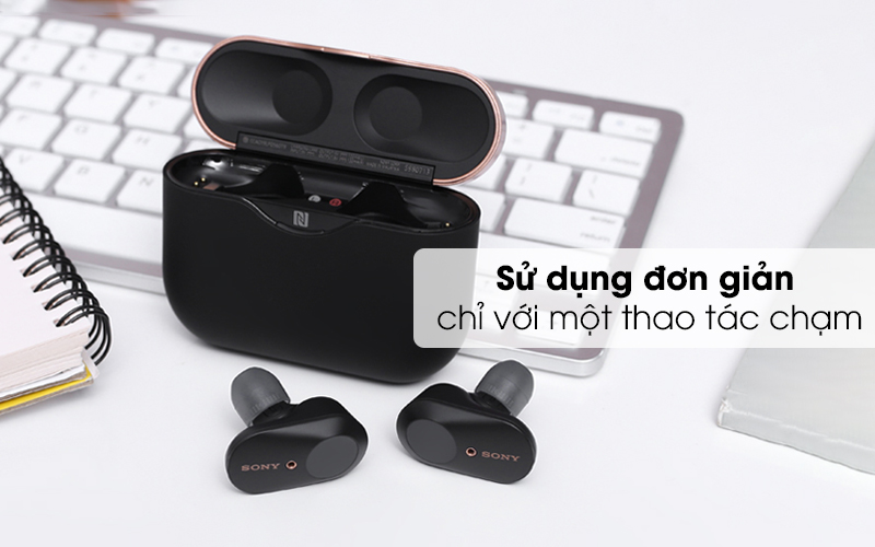 Sử dụng đơn giản  chỉ với một thao tác chạm - Tai nghe Bluetooth True Wireless Sony WF-1000XM3BME Đen