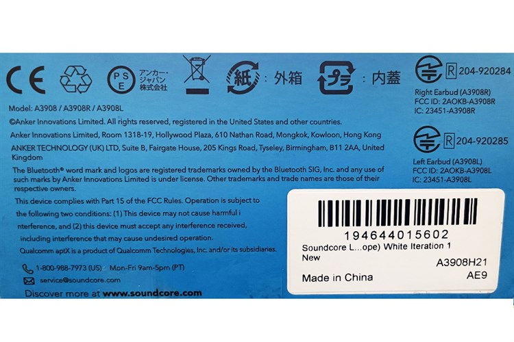 Tai nghe Bluetooth True Wireless Anker Soundcore Life Note A3908 Màu Trắng