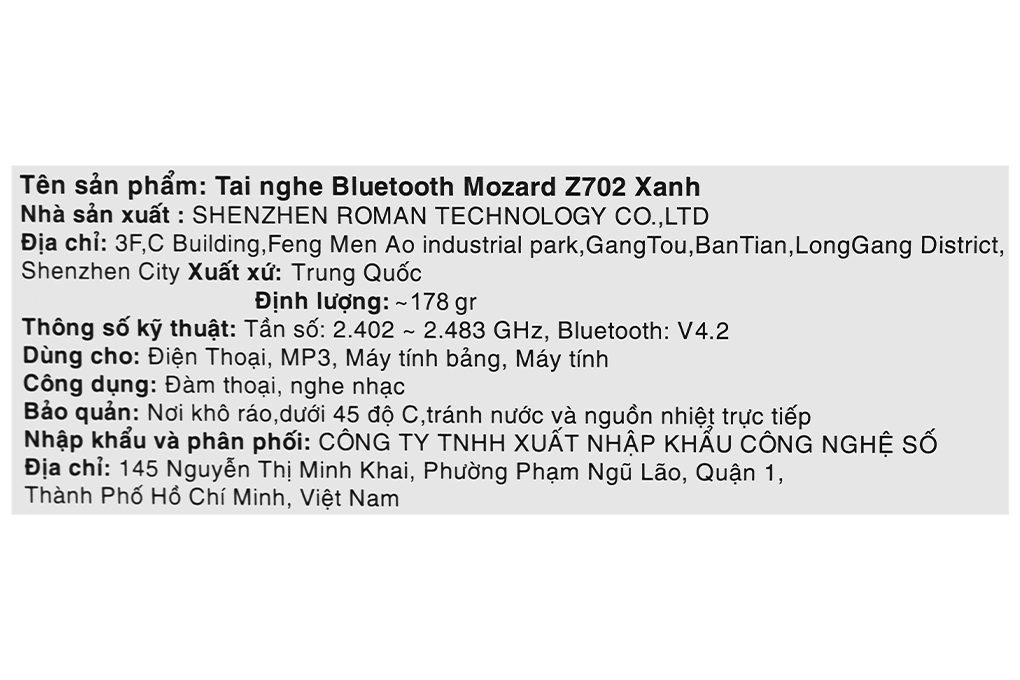 Tai nghe Bluetooth Mozard Z702 Xanh