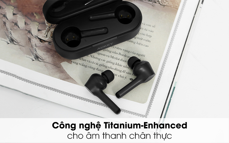 Công nghệ âm thanh Titanium-Enhanced cho âm bass mạnh mẽ và âm thanh chân thực - Tai nghe Bluetooth TWS Aukey EP-K01 Đen