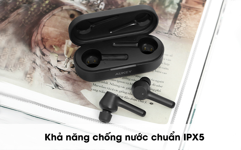 Khả năng chống nước chuẩn IPX5 - Tai nghe Bluetooth TWS Aukey EP-K01 Đen