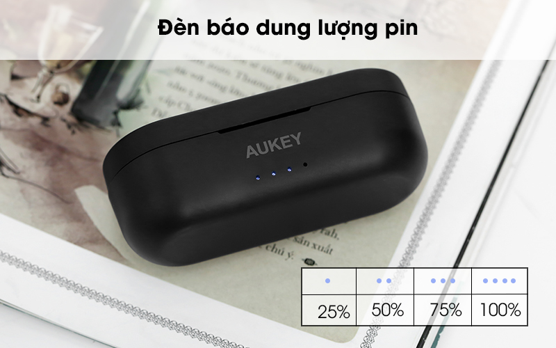 Đèn báo dung lượng pin - Tai nghe Bluetooth TWS Aukey EP-K01 Đen