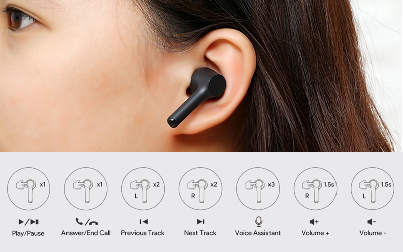 Dễ dàng điều khiển chỉ với một thao tác - Tai nghe Bluetooth TWS Aukey EP-K01 Đen