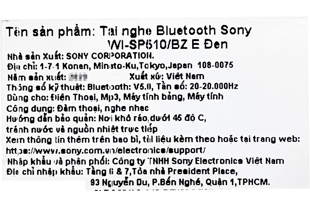 Tai nghe Bluetooth Sony Extra Bass WI-SP510/BZ E Đen giá rẻ