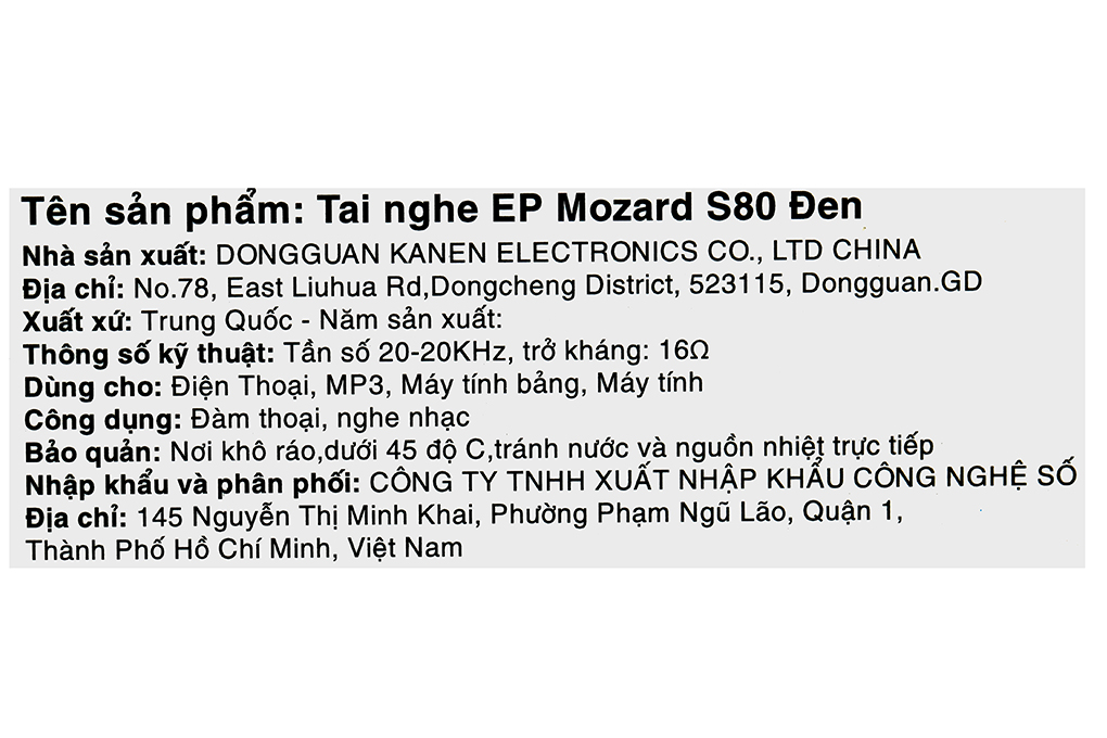 Tai nghe Có Dây Mozard S80 Màu Đen