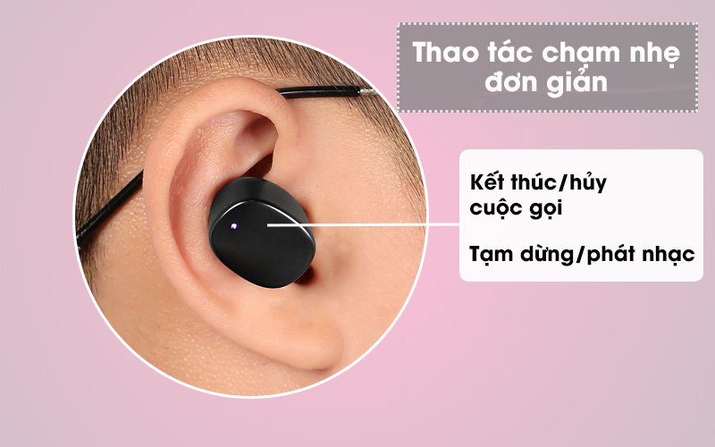 Tai nghe Bluetooth True Wireless Mozard T302A Đen - Một số chức năng trên tai nghe