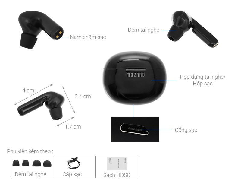 Tai nghe Bluetooth True Wireless Mozard AT15