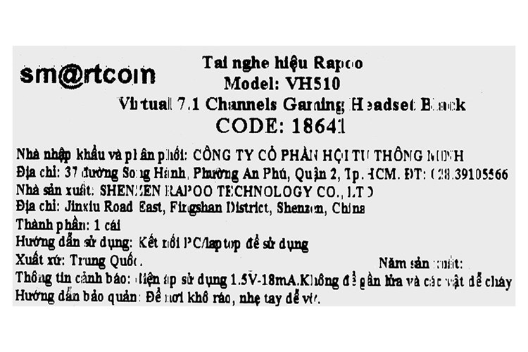 Tai nghe Chụp Tai Gaming Rapoo VH510 7.1 Màu Đen