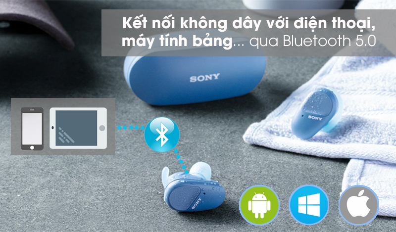 Kết nối bluetooth - Tai nghe Bluetooth True Wireles Sony WF-SP800N
