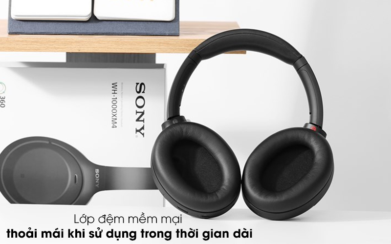 Tai nghe chụp tai Bluetooth Sony WH-1000XM4/BME Đen - đệm tai nghe 