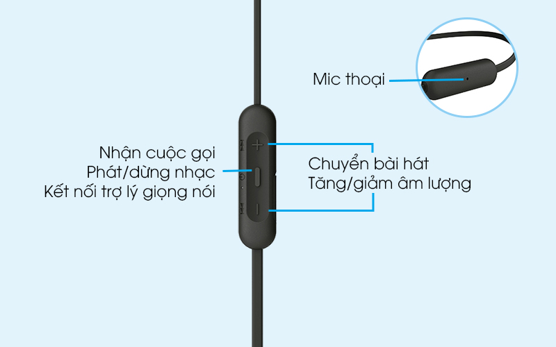 Tai nghe EP Bluetooth Sony WI-XB400 - Các nút nhấn tùy chỉnh chức năng tiện lợi