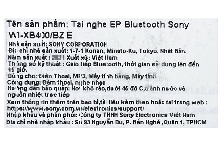 Tai nghe EP Bluetooth Sony WI-XB400 Màu Xanh Dương