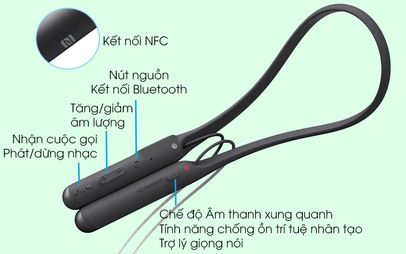 Tai nghe EP Bluetooth Sony WI-C600N - Thiết lập nhiều chức năng tiện ích dễ tùy chỉnh trên vành đai quàng cổ