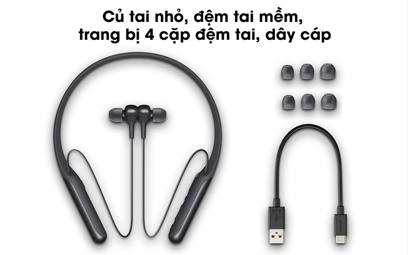 Tai nghe EP Bluetooth Sony WI-C600N - Kích cỡ củ tai nhỏ gọn, đệm tai êm nhẹ