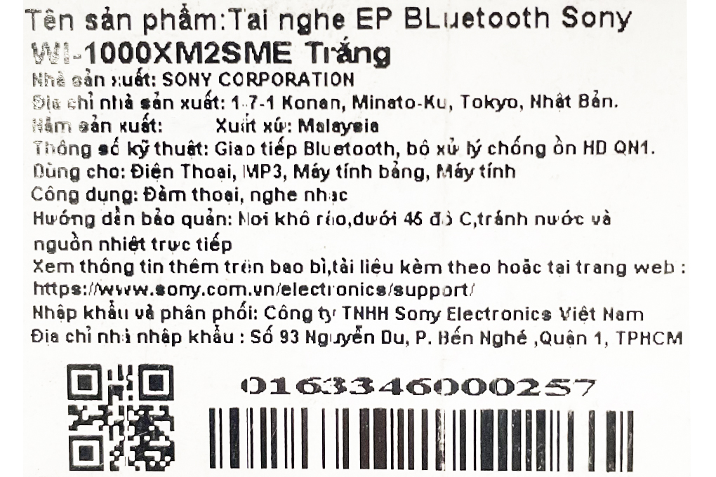 Tai nghe EP Bluetooth Sony WI-1000XM2