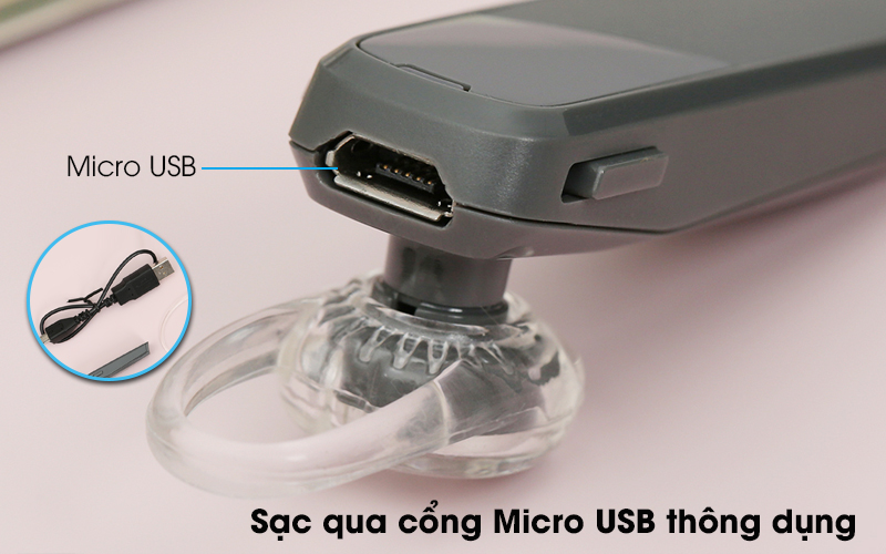 Tai nghe Bluetooth Plantronics Explorer 80 Sable Xám - Cổng Micro USB