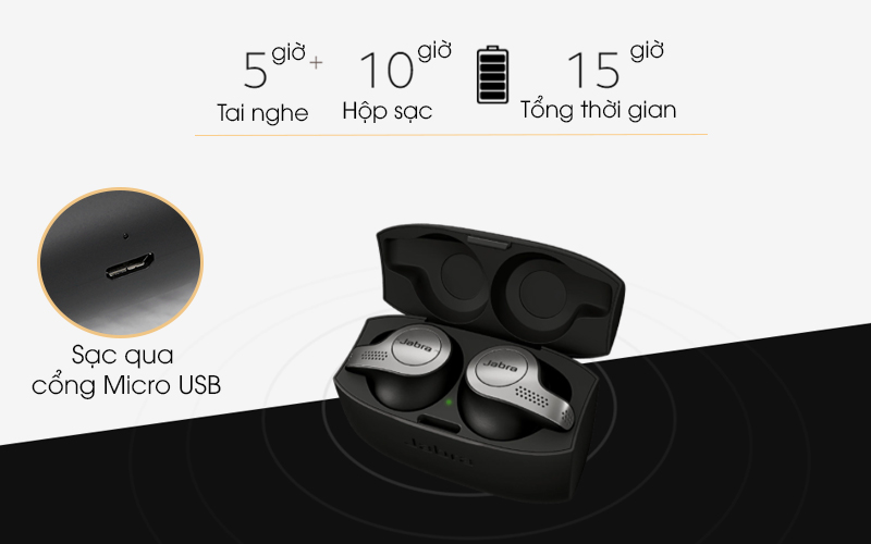 Tai nghe Bluetooth True Wireless Jabra Elite 65T Đen Titanium - HearThrough