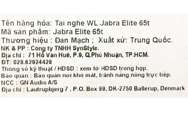 Tai nghe Bluetooth True Wireless Jabra Elite 65T Đen Titanium Màu Đen