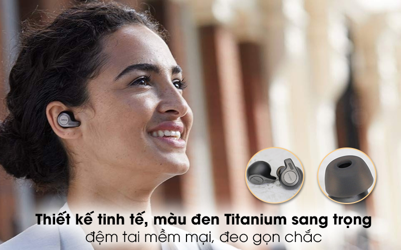 Tai nghe Bluetooth True Wireless Jabra Elite 65T Đen Titanium - Hộp sạc có đường nét mềm mại