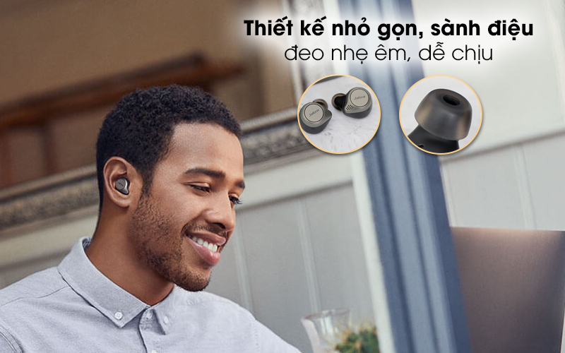 Tai nghe Bluetooth True Wireless Jabra Elite 75T Đen Titanium - Thiết kế nhỏ gọn