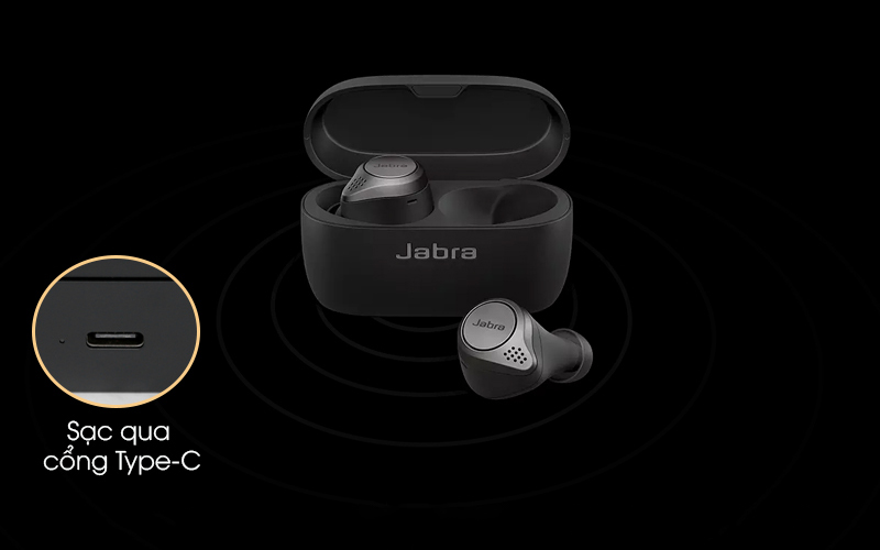Tai nghe Bluetooth True Wireless Jabra Elite 75T Đen Titanium - Dùng được tới 28 tiếng