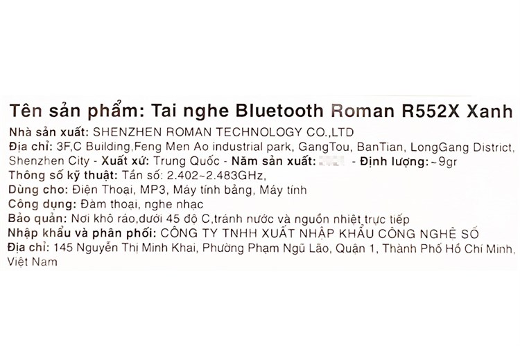 Tai nghe Bluetooth 1 Bên Roman R552X Màu Xanh Dương