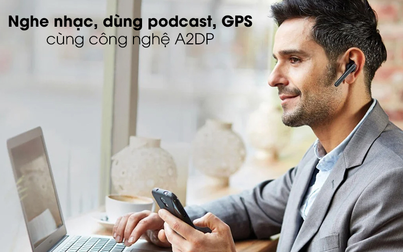 Tai nghe Bluetooth Jabra Talk 45 Đen - Nghe nhạc, dùng podcast, định vị GPS tiện lợi qua công nghệ A2DP