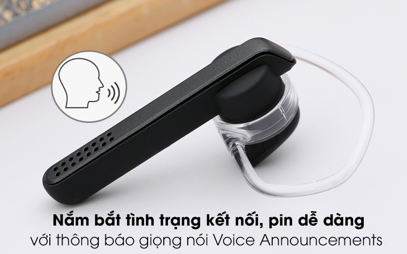 Tai nghe Bluetooth Jabra Talk 45 Đen - Hỗ trợ thông báo giọng nói - Voice Announcements