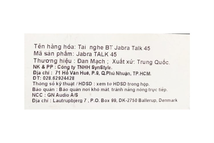 Tai nghe Bluetooth 1 Bên Jabra Talk 45 Màu Đen