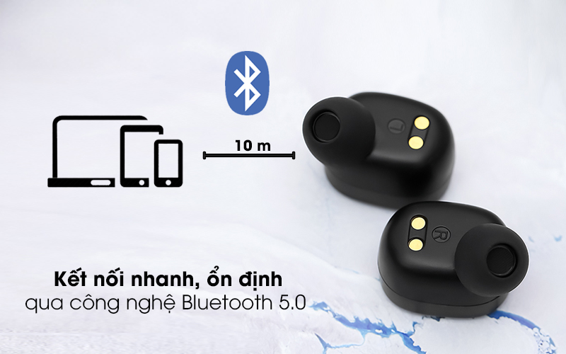 Tai nghe Bluetooth True Wireless Mozard TS13 Đen - Kết nối với đường truyền mượt mà nhờ tích hợp công nghệ Bluetooth 5.0