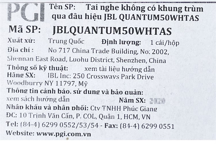 Tai nghe Có Dây Gaming JBL Quantum 50 Màu Trắng