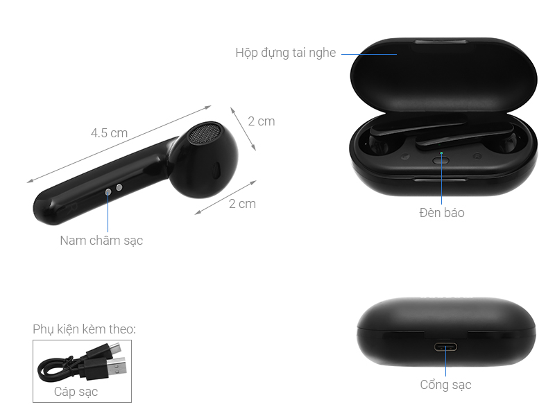 Tai nghe Bluetooth True Wireless Mozard DT920 Đen