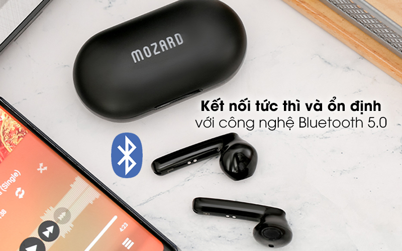 Tai nghe Bluetooth True Wireless Mozard DT920 Đen - Kết nối tức thì và ổn định với công nghệ Bluetooth 5.0