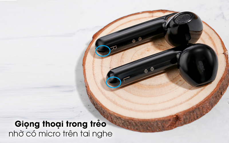 Tai nghe Bluetooth True Wireless Mozard DT920 Đen - Micro đàm thoại ở vị trí gần miệng cho giọng nói rõ nét