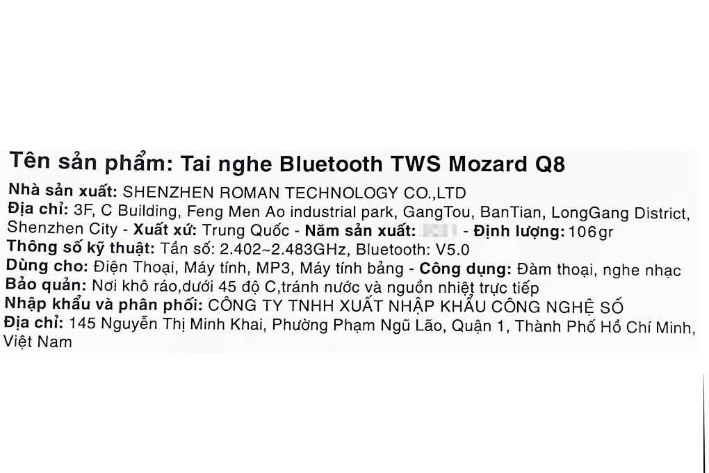 Tai nghe Bluetooth True Wireless Mozard Q8 Màu Xanh Navy