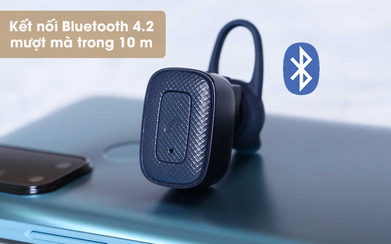 Tai nghe Bluetooth Mozard Q6C Xanh Navy - Kết nối với điện thoại, tablet nhanh chóng, ổn định qua công nghệ Bluetooth 4.2
