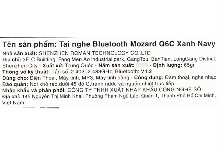 Tai nghe Bluetooth 1 Bên Mozard Q6C Màu Xanh Navy