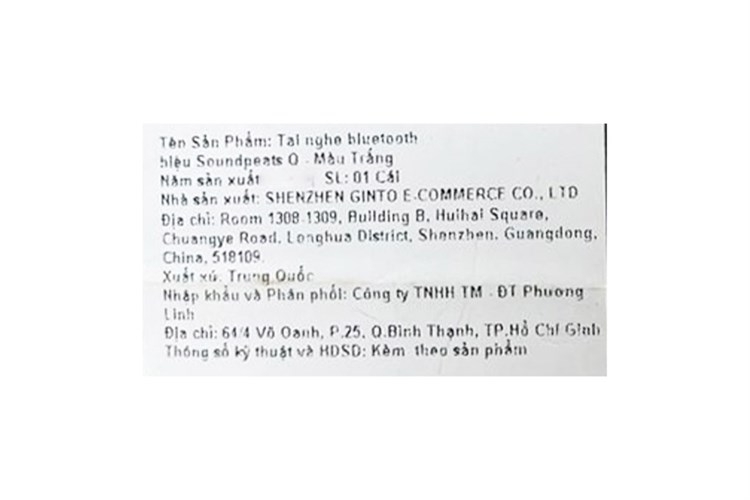 Tai nghe Bluetooth True Wireless Soundpeats Q Trắng Màu Trắng