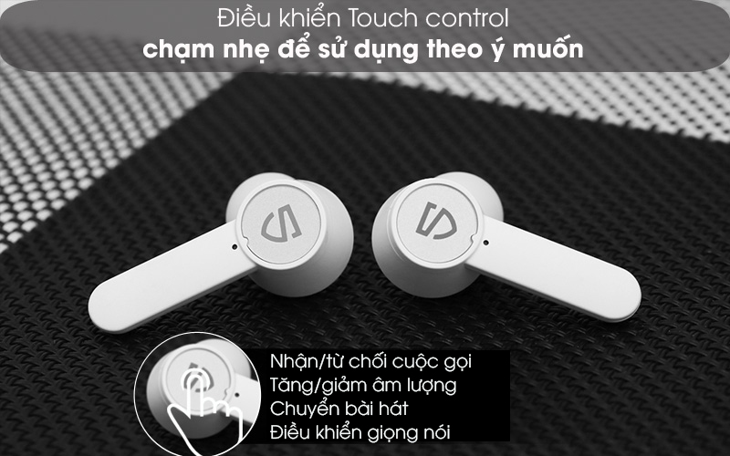 Tiện lợi - Tai nghe Bluetooth True Wireless Soundpeats Q Trắng