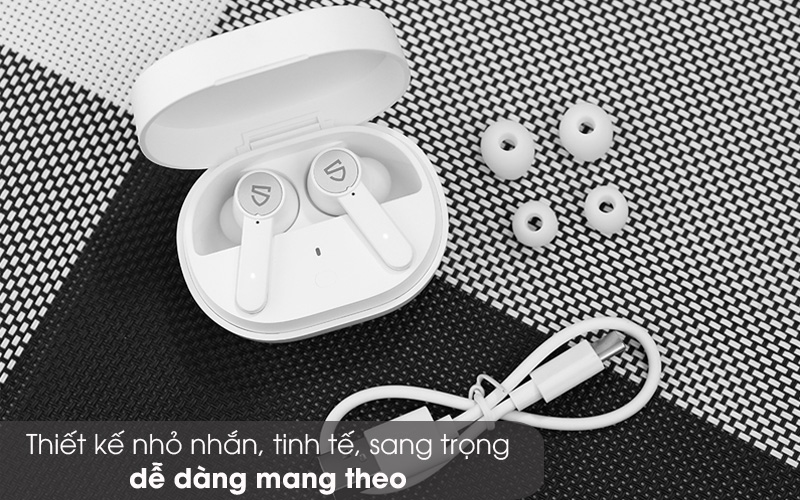 Nhỏ gọn, tinh tế - Tai nghe Bluetooth True Wireless Soundpeats Q Trắng