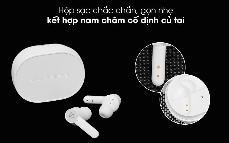 Hộp sạc nhỏ gọn, chắc chắn - Tai nghe Bluetooth True Wireless Soundpeats Q Trắng