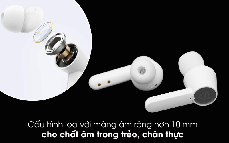 Chất âm tốt - Tai nghe Bluetooth True Wireless Soundpeats Q Trắng