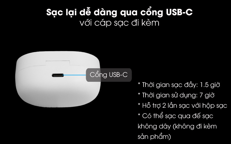 Dung lượng pin tốt - Tai nghe Bluetooth True Wireless Soundpeats Q Trắng